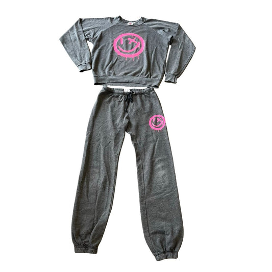 Lucy black w/pink smile face pants, xlarge