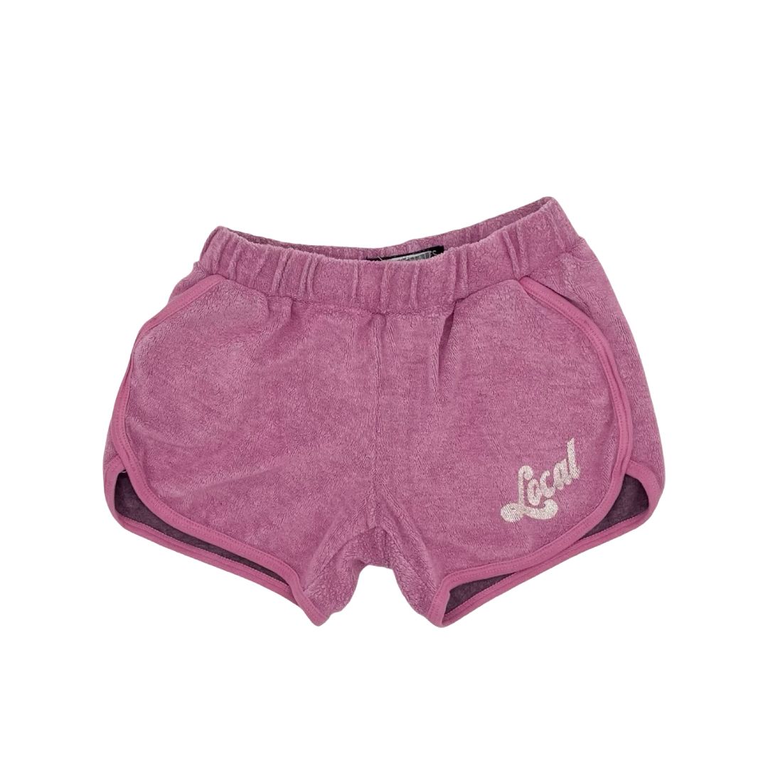 Tiny Whales pink terry cloth shorts, 6 years