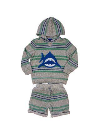 Andy & Evan Striped Terry Cloth Set with Shark, 3 toddler