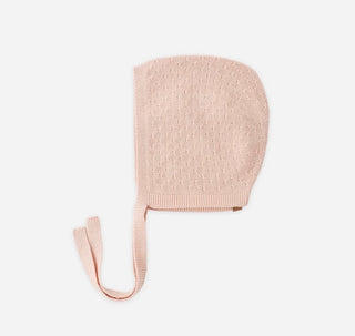 Quincy Mae Knit blush bonnet new with tag, 0-3 m thru 12-24 m