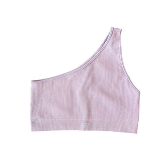 Set Active mauve one shoulder crop tank, xs