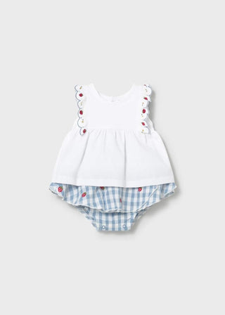 Mayoral Strawberry blue gingham set new with tag, 0-1 month