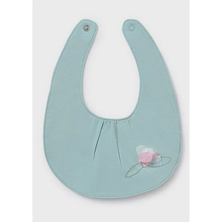 Mayoral Pink flower embroidered + green bib set new with tag