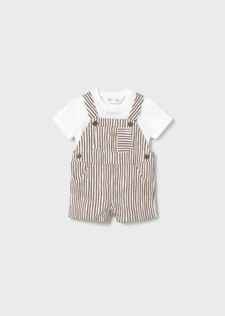 Mayoral Brown striped romper set new with tag, 0-1 month