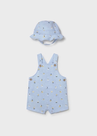 Mayoral Sailboat overalls with hat new with tag, 0-1 month