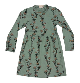 Carliejnq Green Longsleeve Dress with Floral Pattern, 7-8 years