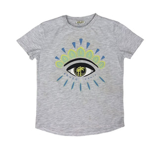 Kenzo Grey Tee with Eye Graphic on Front and Back, 6 years