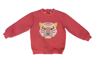 Stella McCartney Kids Pink Tiger Print Rhinestone Sweater in Scuba Fabric, 4 years