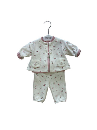 Mayoral pink floral sweater and pant set, new with tag, 0-1 month