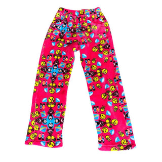 Candy Pink pink w/emojy's fuzzy pants, large