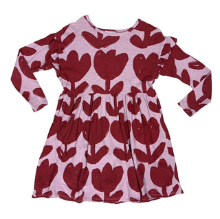 Bobo Choses Long Sleeve Dress with Red Tulip Print, 8-9 years