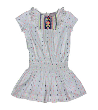 Lili Gaufrette White Dress with Ruffles and Embroidery Details, 5 years