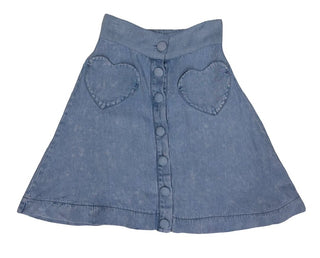 Porter Denim Blue Skirt with Heart Pockets, 7 years