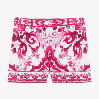 Dolce & Gabanna white & pink majolica shorts