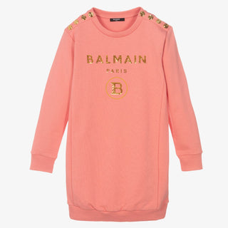 Balmain pink sweater dress with logo , 10 years