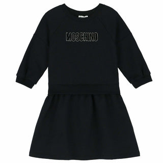 Moschino black long sleeve logo dress, 10 years