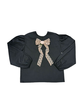 Monnalisa black blouse with pink bow , 12 years