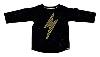 Appaman Black Sparkle Longsleeve with Lightning Graphic and Ruffles, 4 years