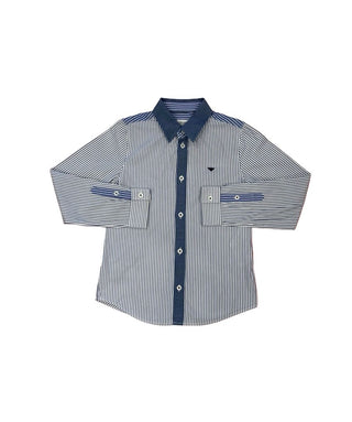 Armani Junior blue striped button up shirt, 8 years