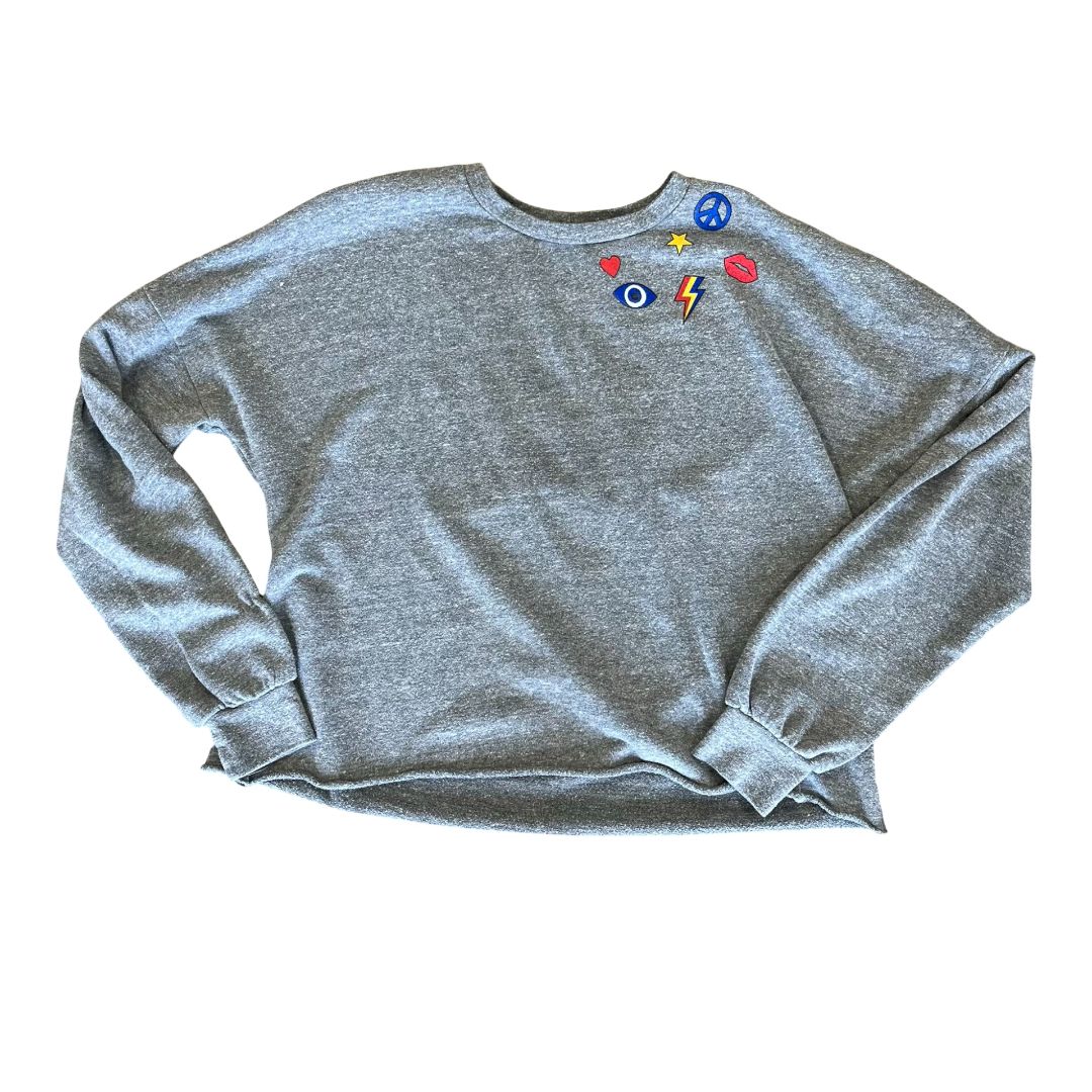 Lauren Moshi grey w/decals sweat shirt, xsmall