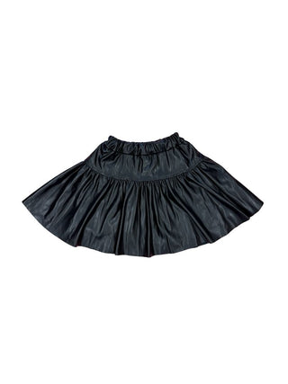 Monnalisa Black Pleather Skirt, 6 years