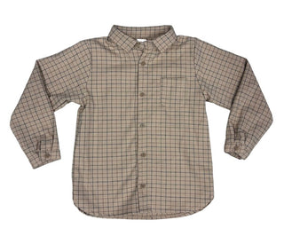 Analogie Beige Flannel Grid Pattern Button Down , 5 years
