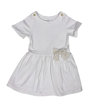 Petit Bateau White Dress with Bow Detail, 3 years
