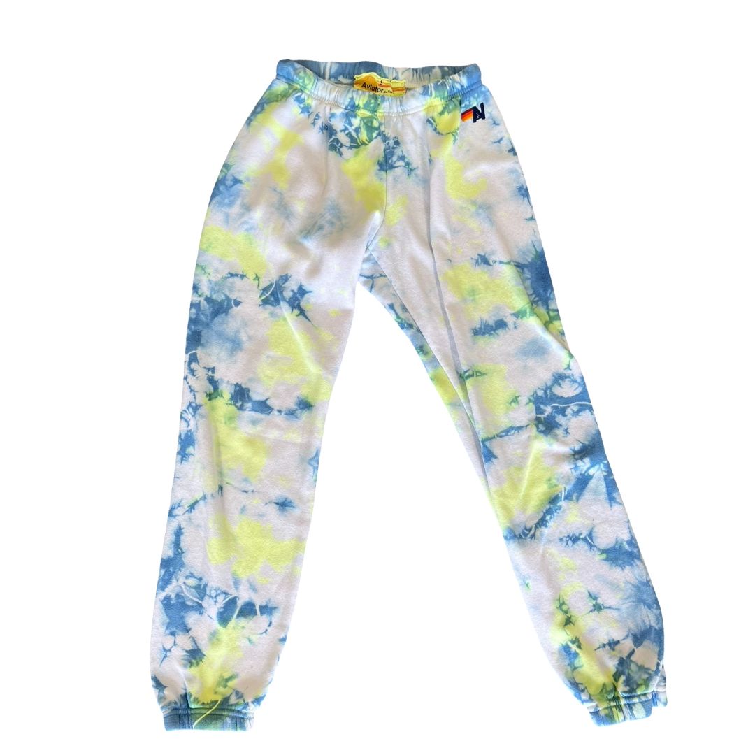 Aviator Nation blue tie dye sweat pants, small womens