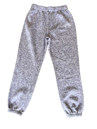 Lazy Pants purple cheetah sweat pants, small womens