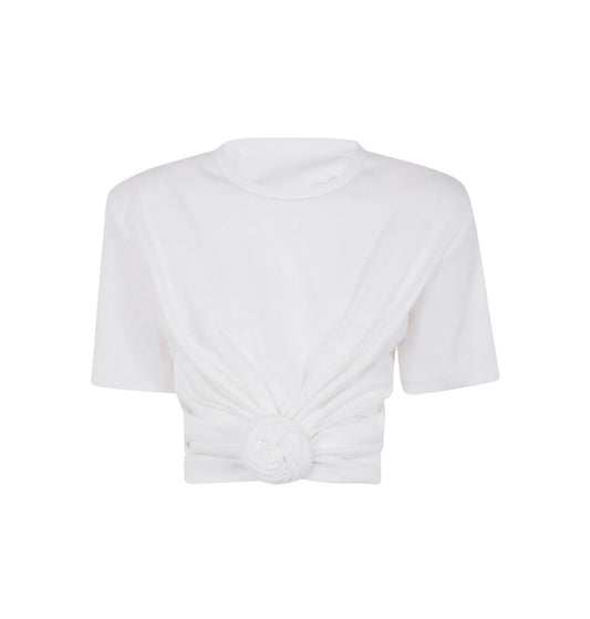 Magda Butrym White knotted crew neck tshirt, Euro 36 womens