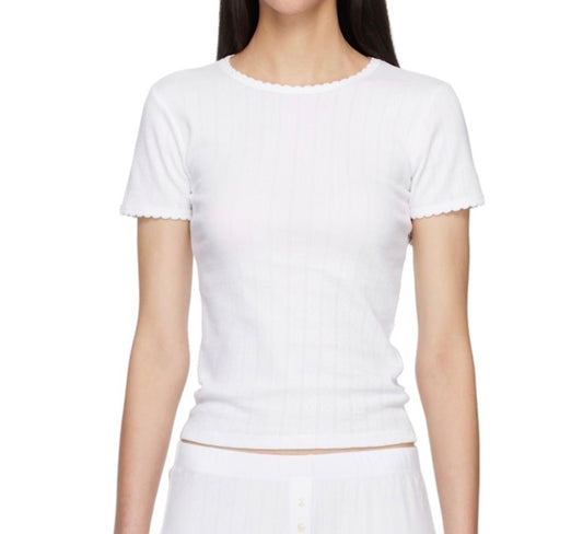 Leset White pointelle tshirt, Xs womens