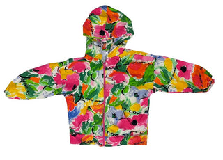 Desigual Floral and Writing PRinted Hoodie Zip Up Sweatshirt, Medium Youth