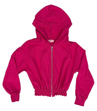 Imperial Kids Hot Pink Zip Up Hoodie with Smocked Bottom, XL Youth