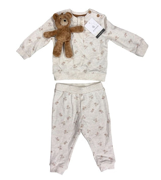 Aspen Sweat Set with Bear Plushie and Bear Print, 6-9 months