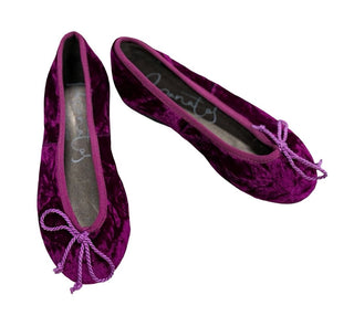 Papanatas Plush Purple Velvet Ballet Flats, 30 EU