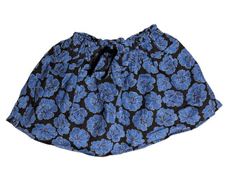 Zara Blue and Black Floral Print Drawstring Skirt, 8-9 years