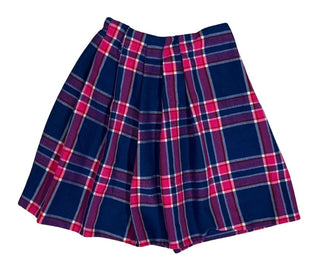 Jacadi Navy and Pink Plaid Pleated Flannel Skirt, 8 years