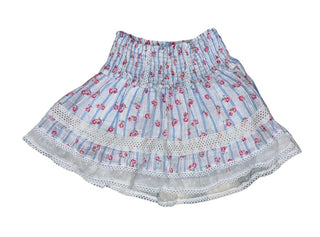 Katie J Striped and Floral Lace Smocked Skirt, Medium