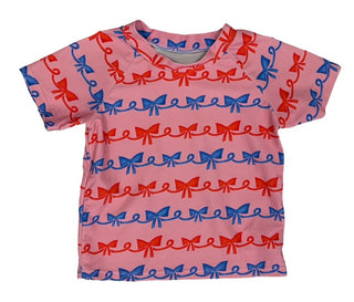 Bobo Choses Pink and Blue Bow Pattern Rashguard, 2-3 years