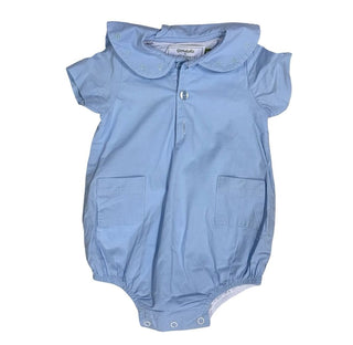 Dondolo Blue Romper with Collar and Embroidery, 6 months