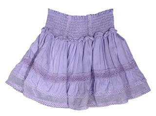 Katie J Purple Smocked Skirt with Eyelet Lace, Medium