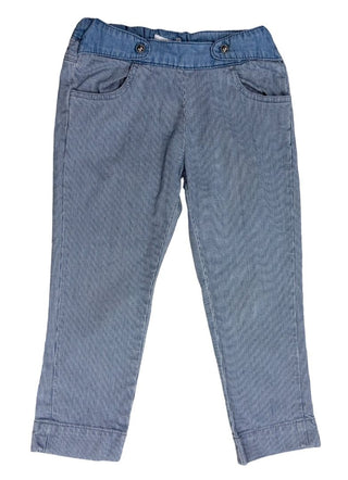 Chloe Blue Pinstripe Denim Jeans with Waist Button Details, 2 years