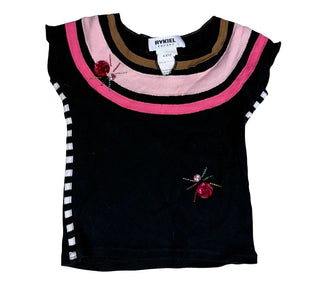 Rykiel Enfant Black tee with Appliques and Spider Gems, 4 years