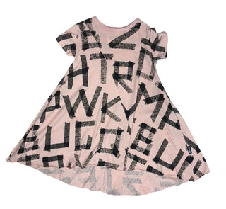 Nununu Pink and Black Letter Printed Dress - Small Hole In Sleeve, Reflected in Price, 3-4 years