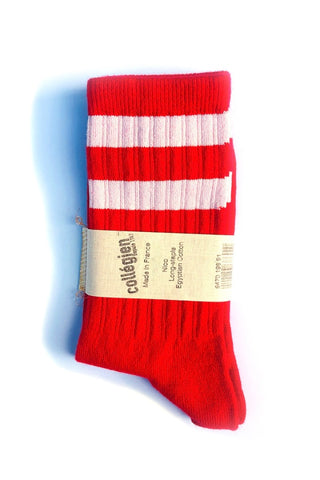 Collegien Red striped socks, new with tag, 21/23