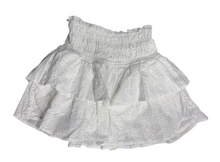 Zara White Tiered Smocked Eyelet Lace Skirt, 6-7 years