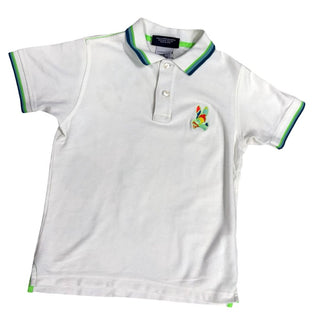 Psycho Bunny White Polo Shirt with Multicoloured Stripes and Logo, 7-8 years
