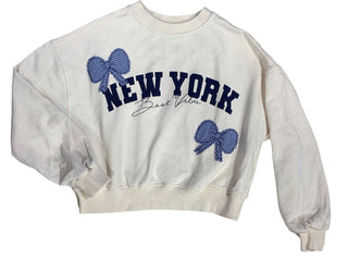 Zara Cream Sweatshirt with New York and Appliques in Blue, 13-14 years