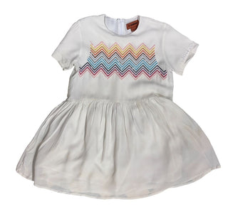Missoni White Zig Zag Striped Multicolour Dress, 6 years