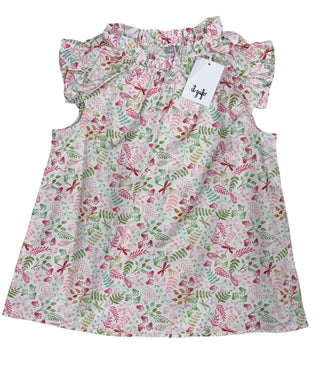 Il Gufo Garden Floral Top with Flutter Sleeves - New With Tags, 14 years